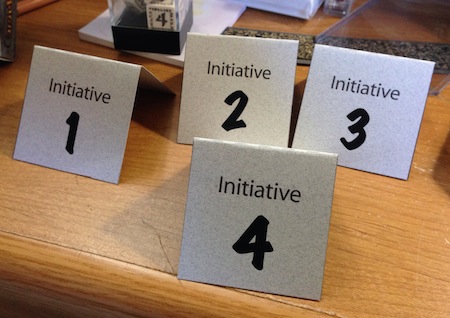 Table tents for tracking initative in RPGs